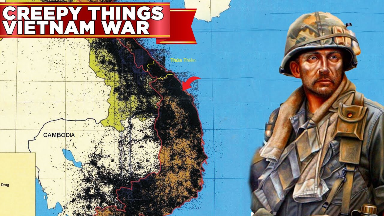 Map illustrating widespread chemical defoliation and bombing during the Vietnam War.