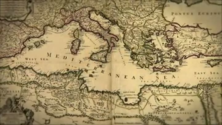 An antique map illustrating the vast Mediterranean region of ancient civilizations.