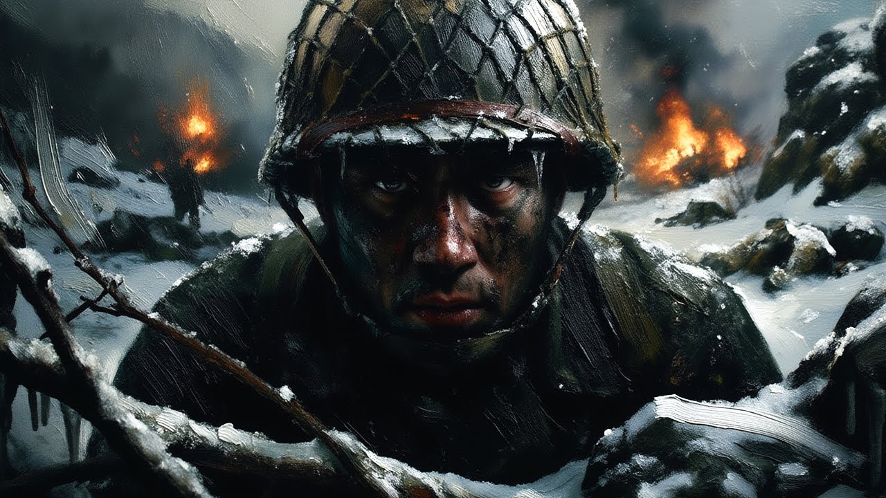 A soldier endures the brutal, freezing conditions of a hell frozen over.