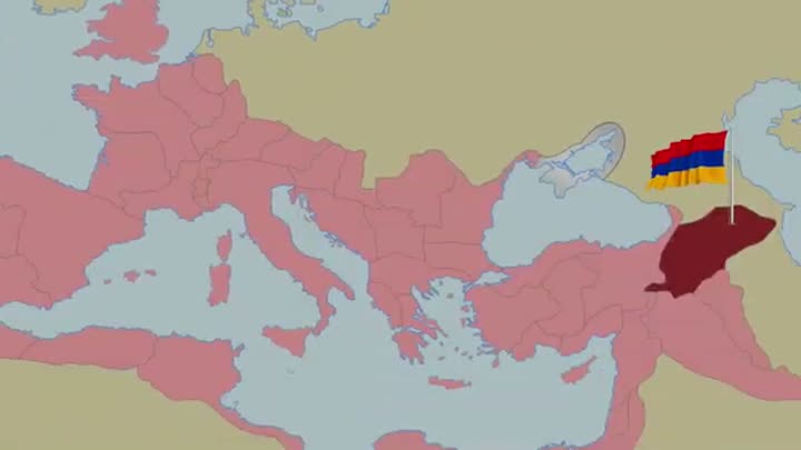 Map illustrating the Roman Empire's vast expansion, showing territories like Armenia.
